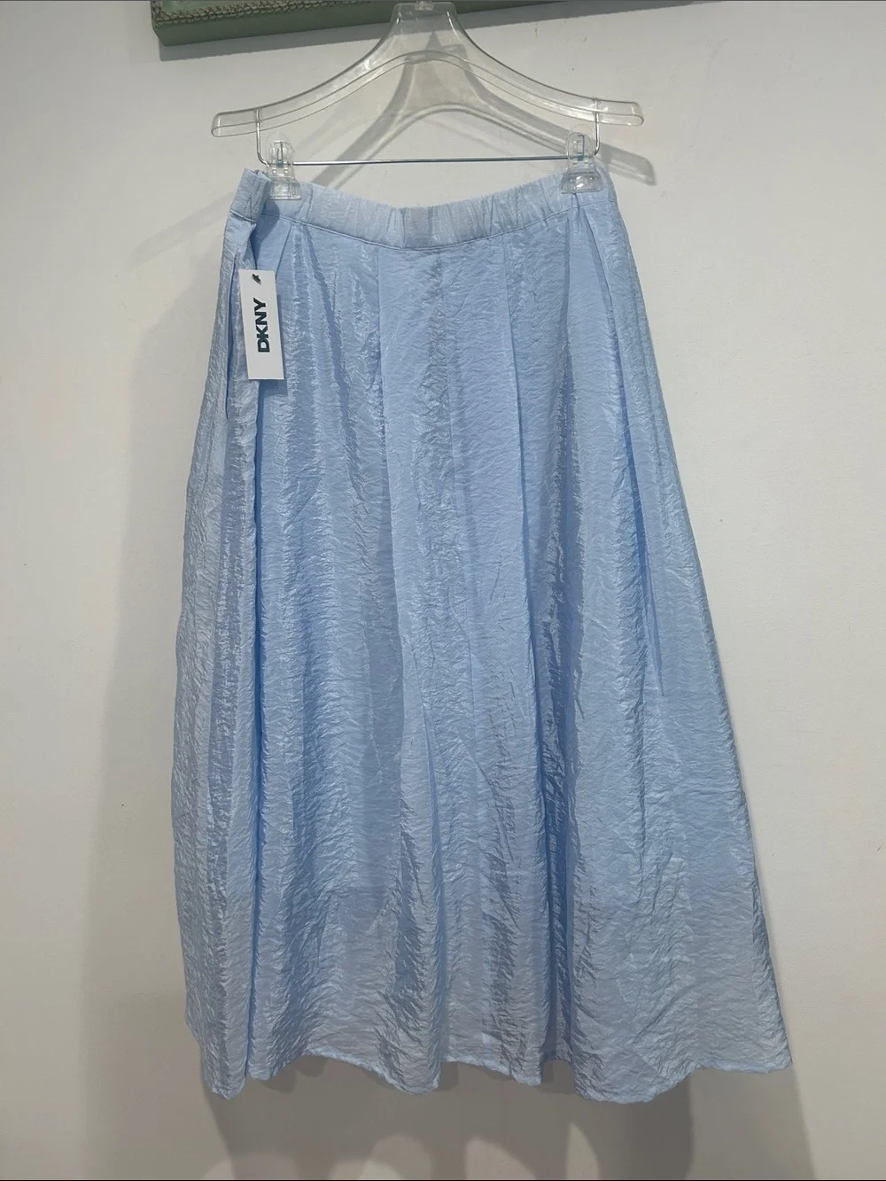 DKNY Light pastel Blue Women's A-Line midi Skirt with Front Zip size 12
